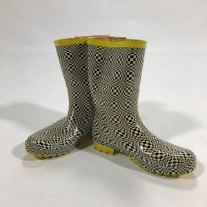 Women's Lined Rain Boots Checkered OpArt design
